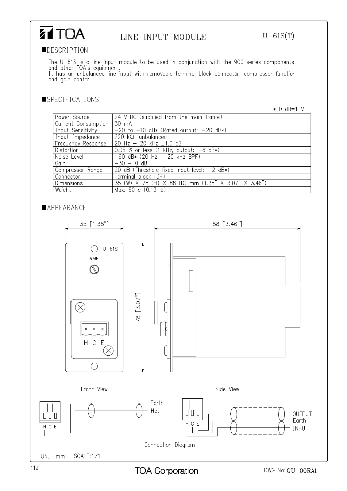 TOA U-61S T User Manual