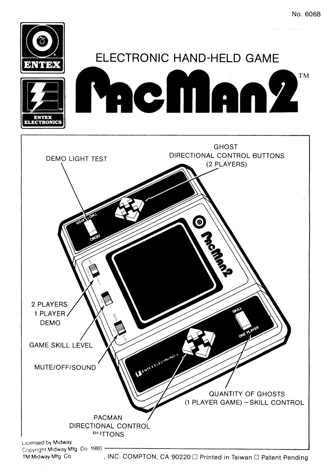 Entex Pac Man 2 User Guide