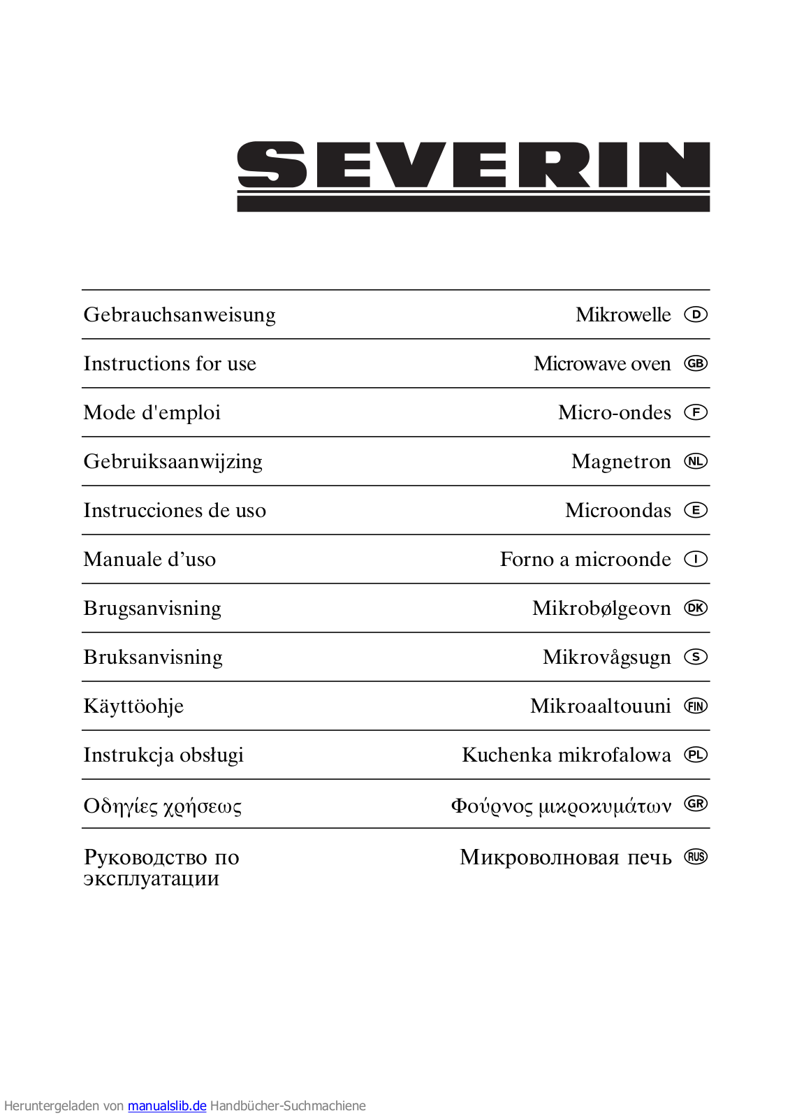 SEVERIN MW7841, MW7845, MW7842 User Manual