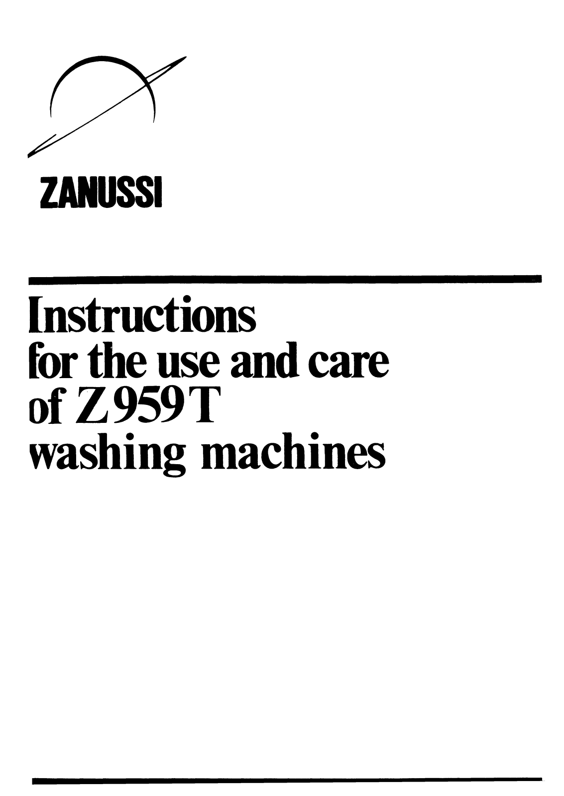 Zanussi Z959T User Manual