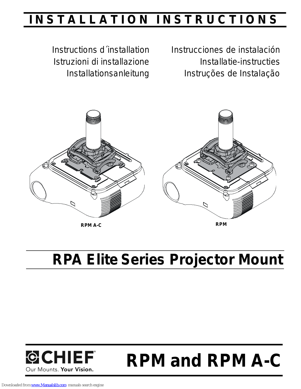 InFocus RPM A-C, RPM, Elite RPM A-C, Elite RPM Installation Instructions Manual