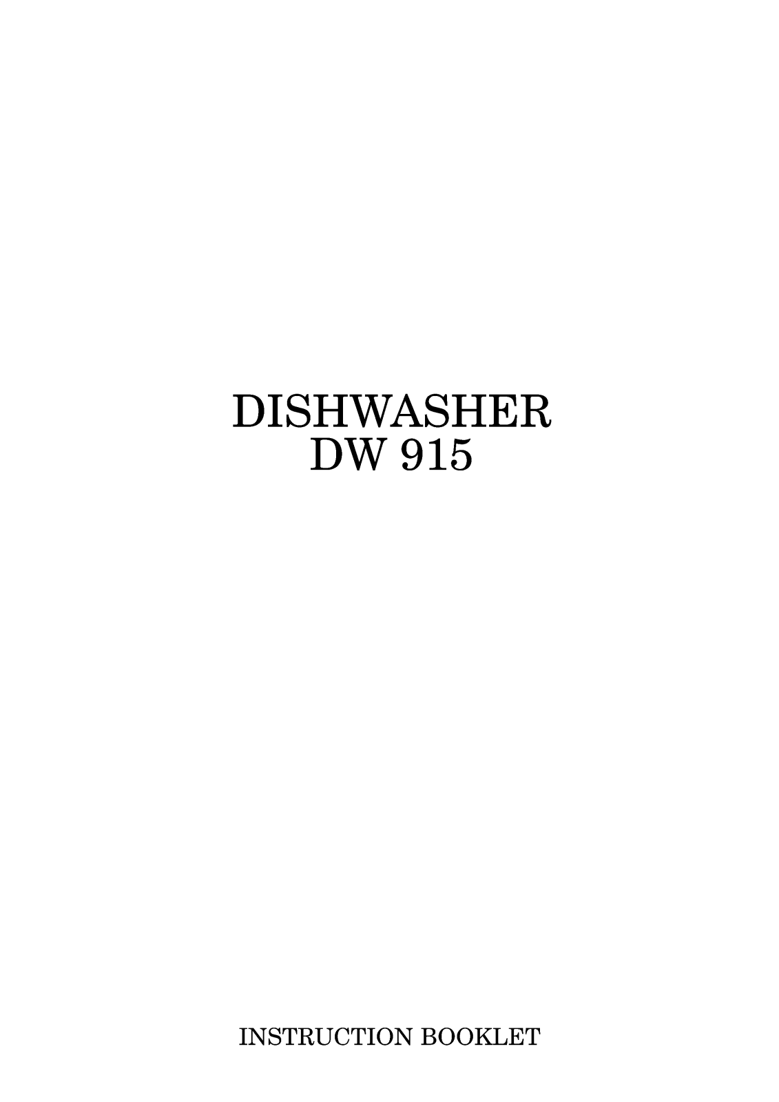 Zanussi DW915 User Manual