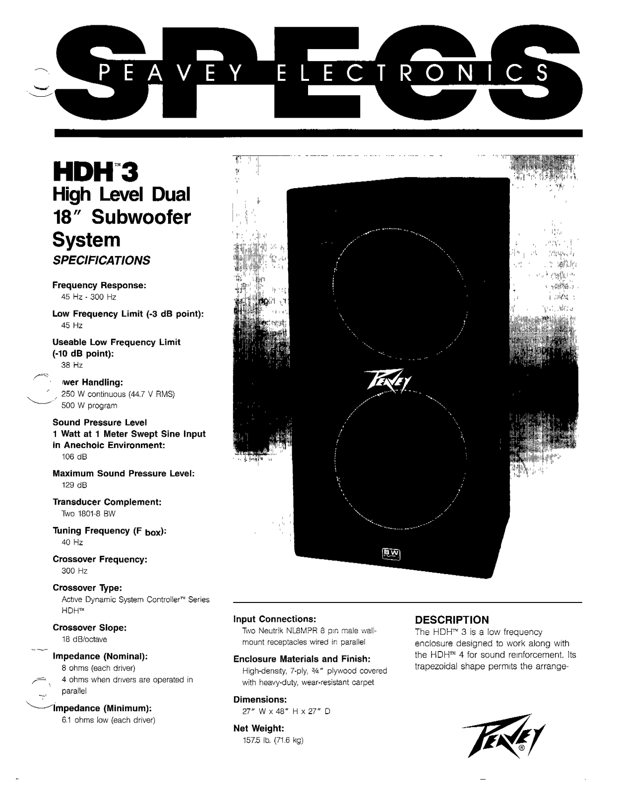 Peavey HDH-3 User Manual