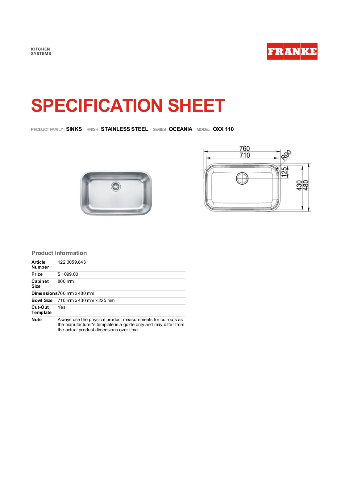 Franke Foodservice OXX 110 User Manual