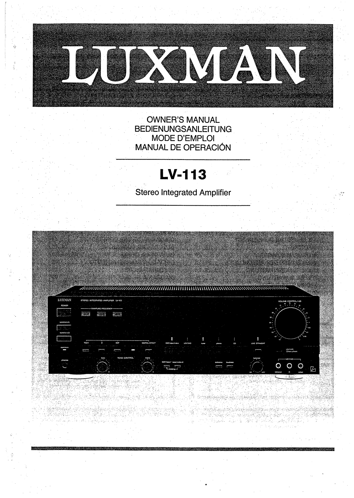 Luxman LV-113 Owners manual