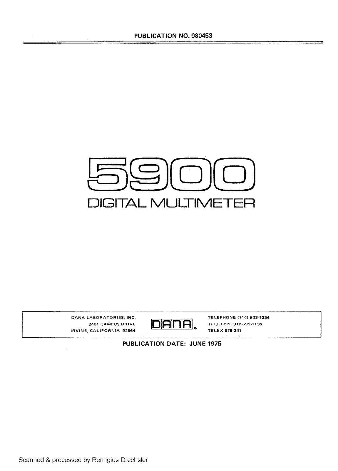 Dana Laboratories 5900 Service manual