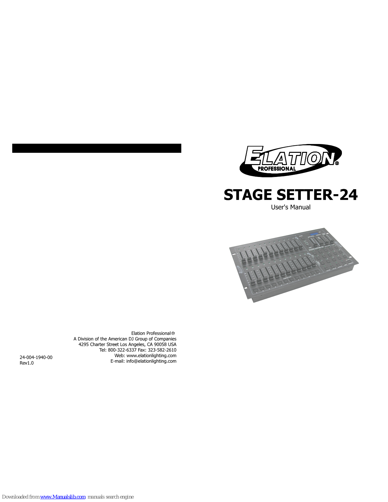 Elation 24, Stage Setter-24 User Manual