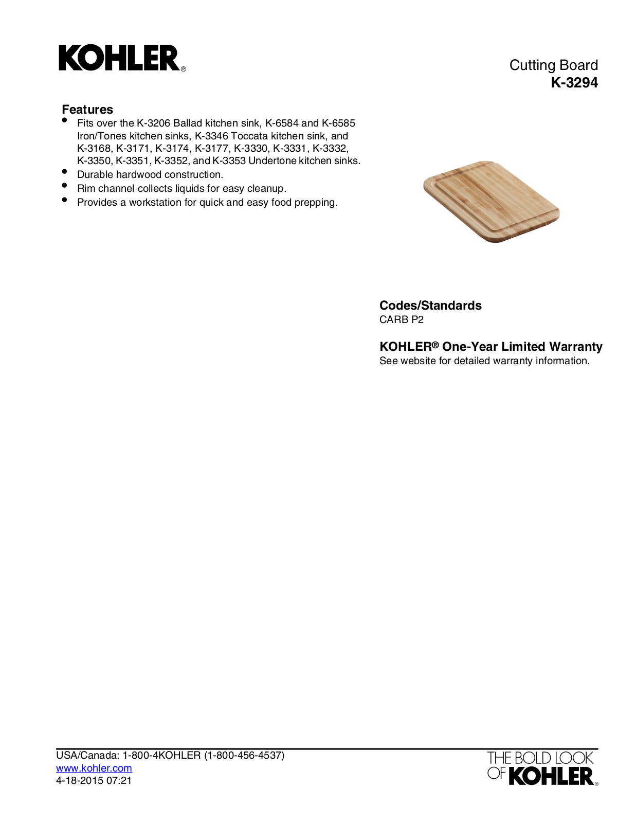 Kohler KOH2902 Specifications - ManualMachine.com
