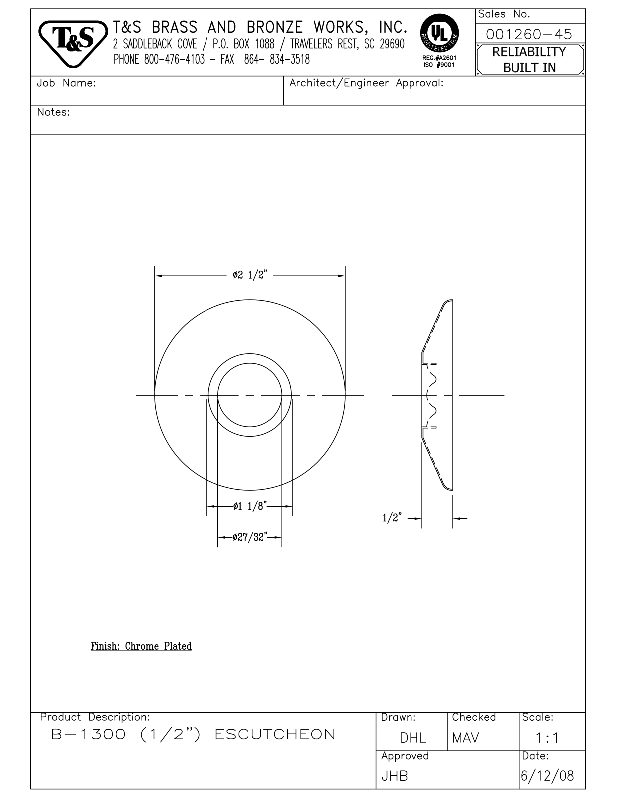 T&S Brass 001260-45 User Manual