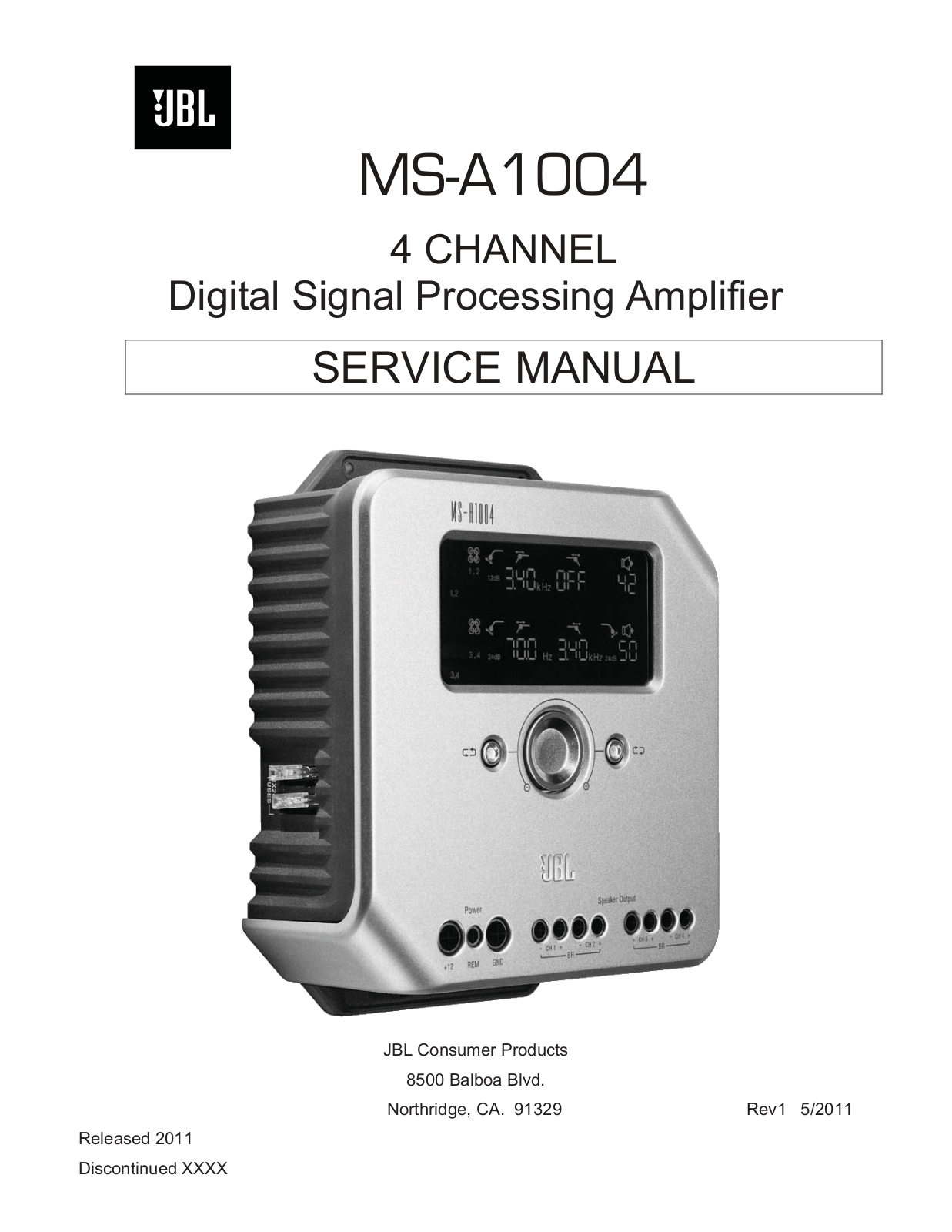 JBL MS-A1004 Service manual