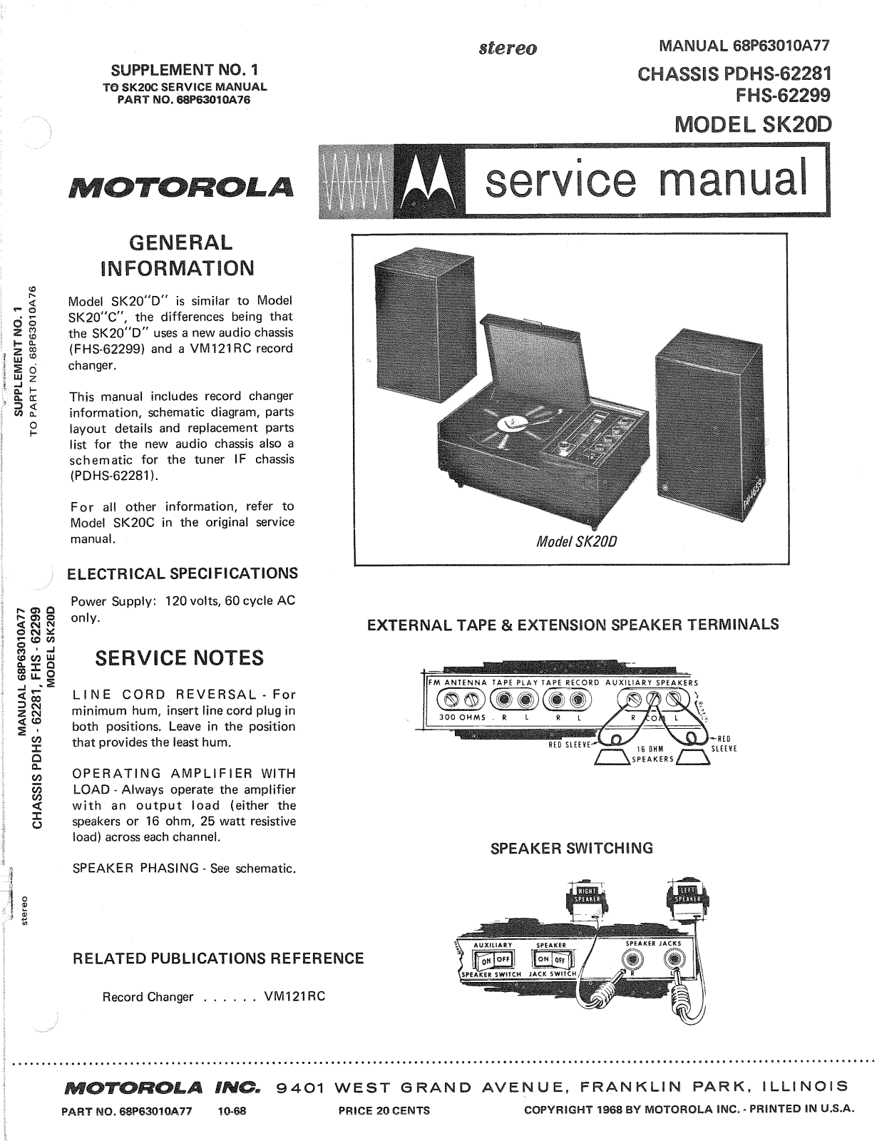 Moth Audio SK-20-D Service manual