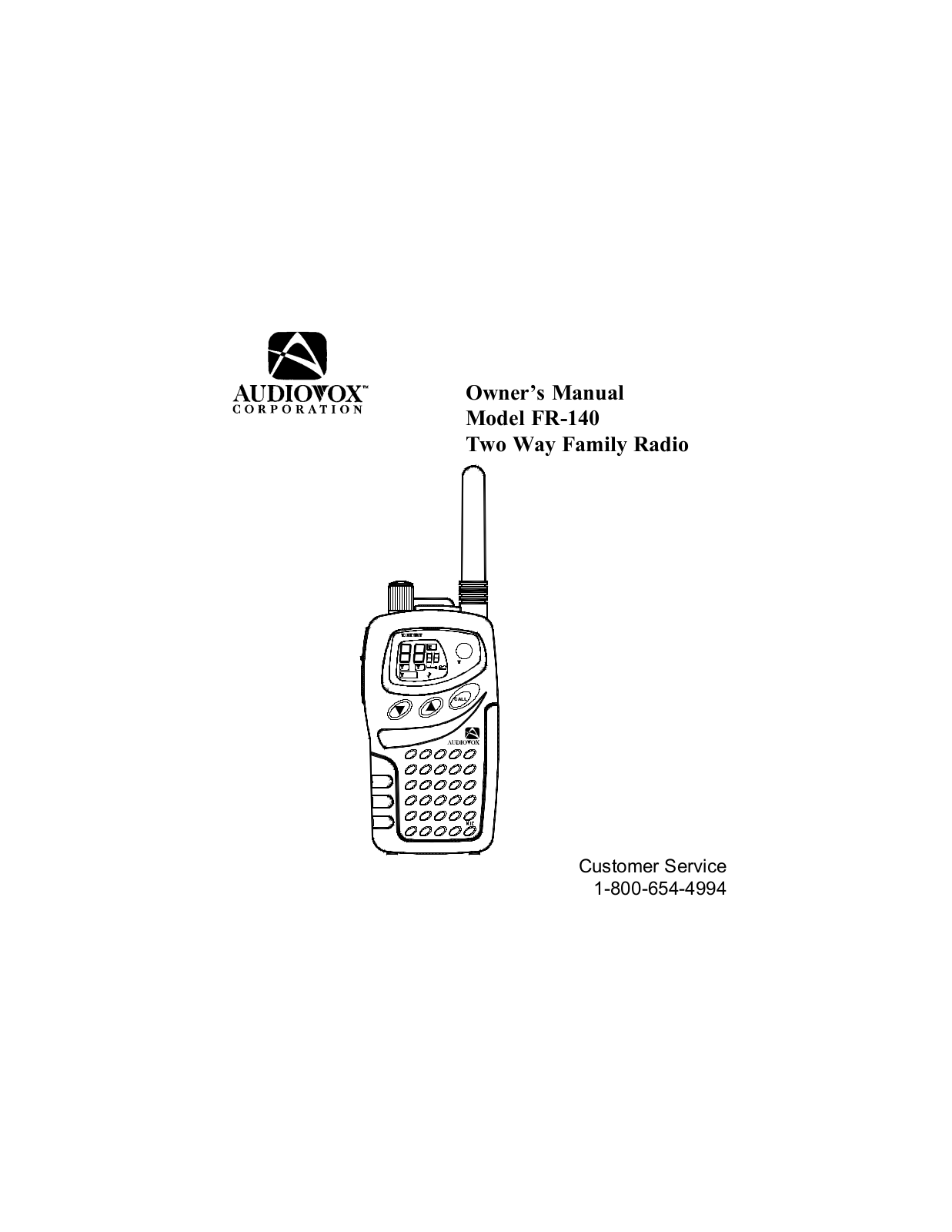 Audiovox FR140Y, FR140G, FR140B User Manual