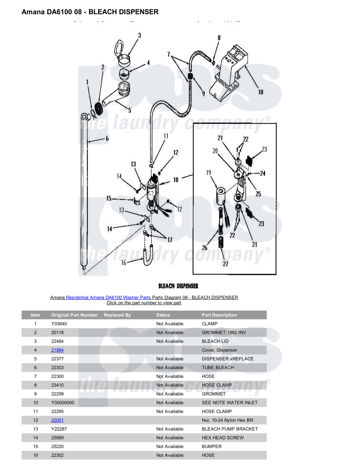 Amana DA6100 Parts Diagram