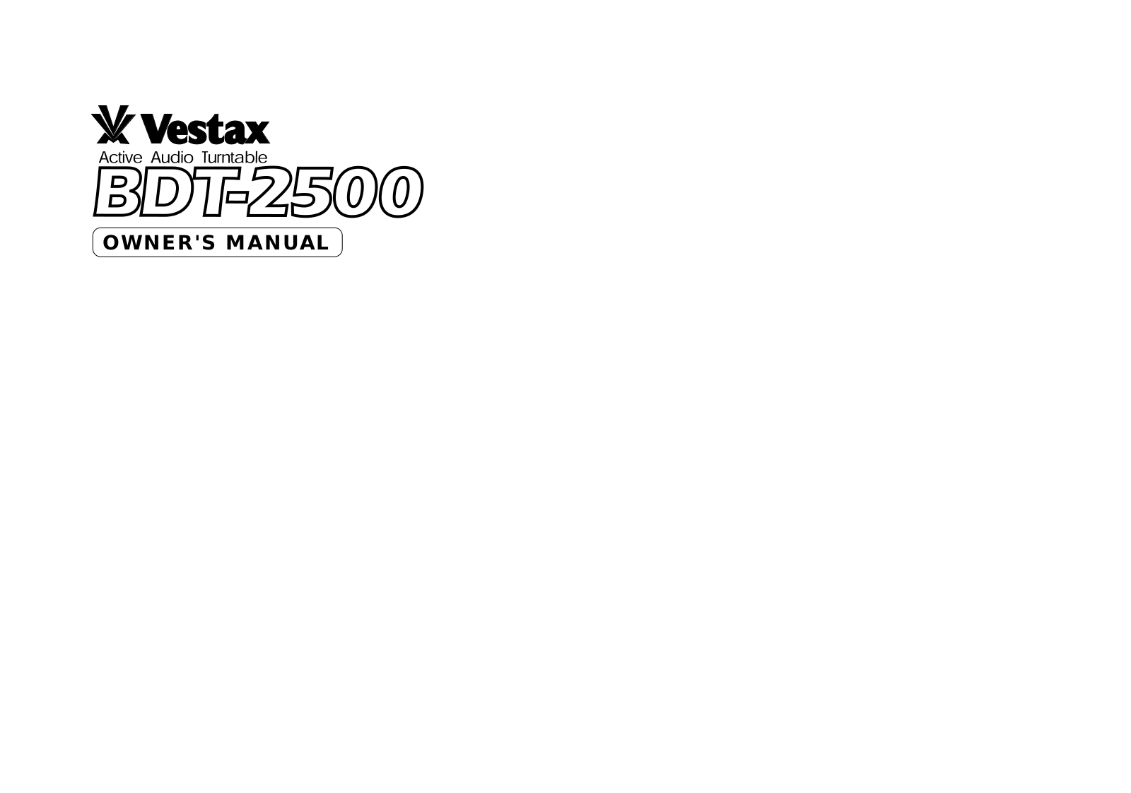 Vestax BDT-2500 User Manual