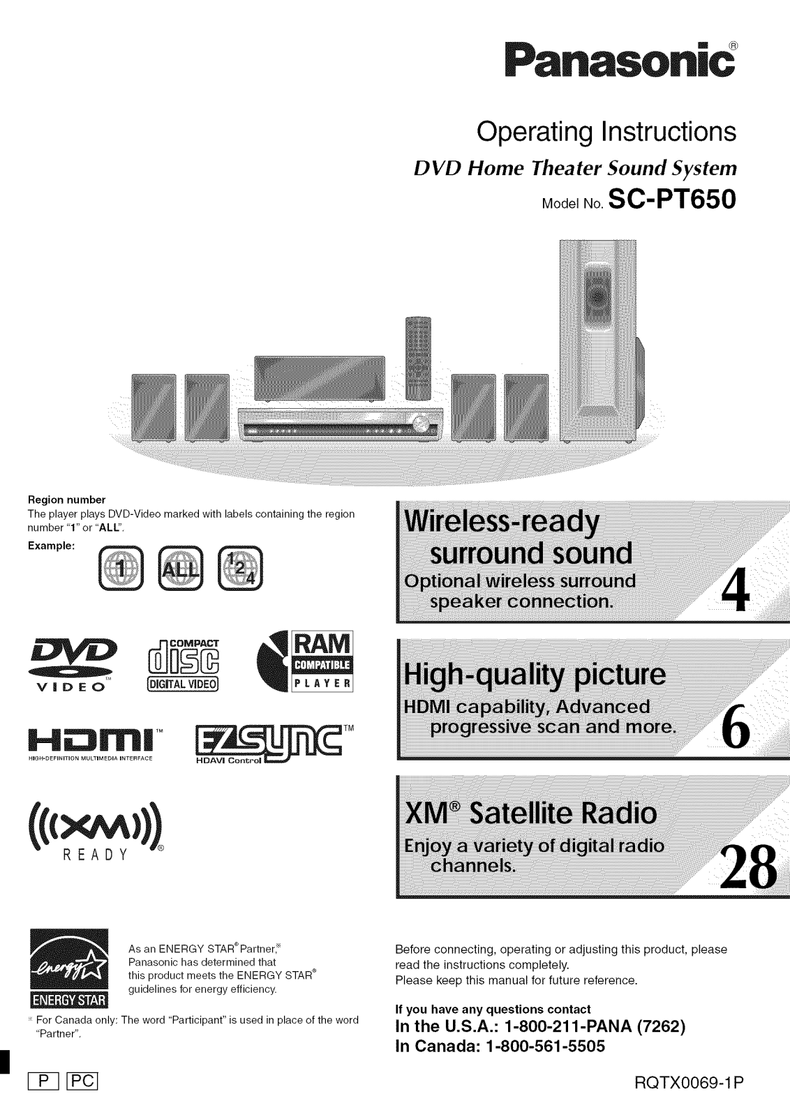 Panasonic SA-PT650 Owner’s Manual