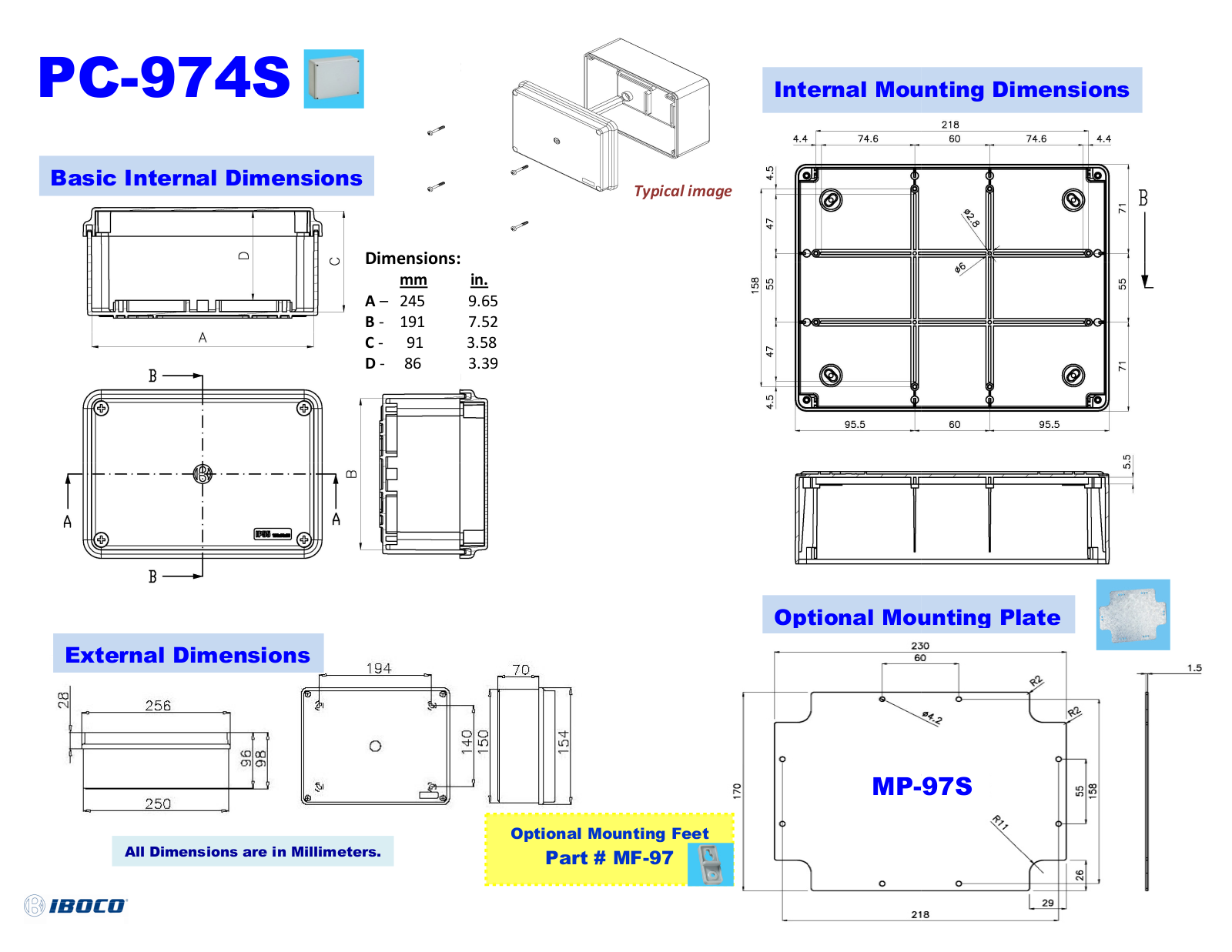 Iboco PC-974S Dimensional Sheet