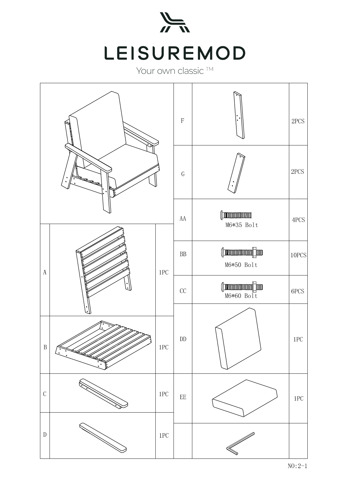 LeisureMod LMOD1846 Assembly Guide