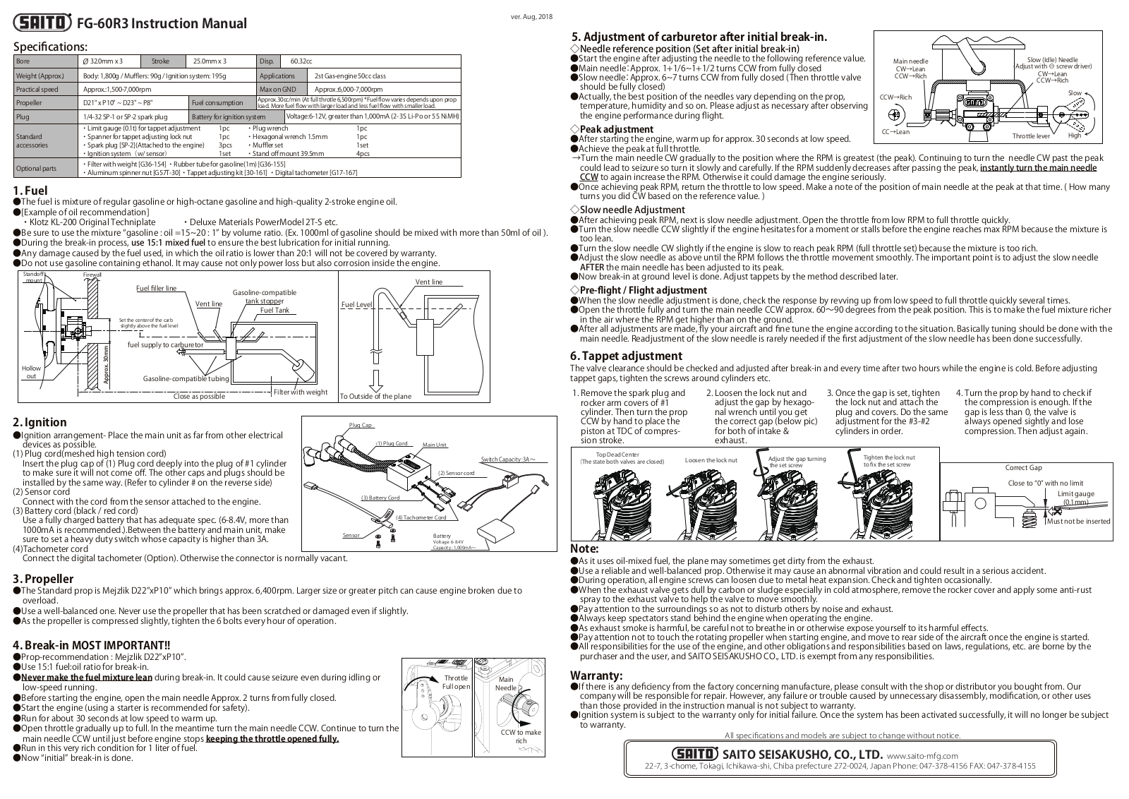 Saito FG-60R3 User Manual