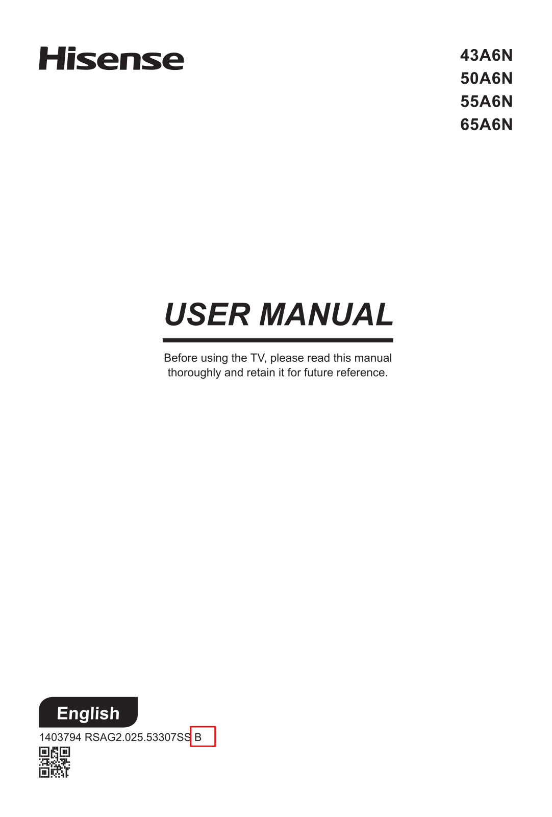 Hisense 43A6N User guide - ManualMachine.com