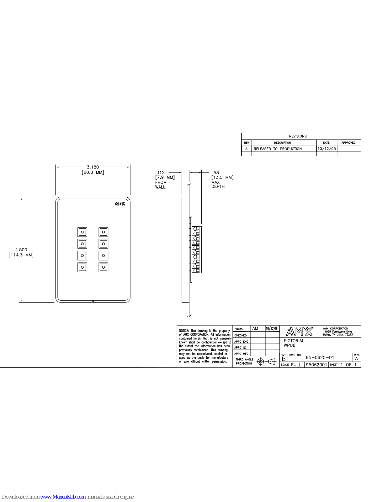 AMX WPU8 Dimension Manual