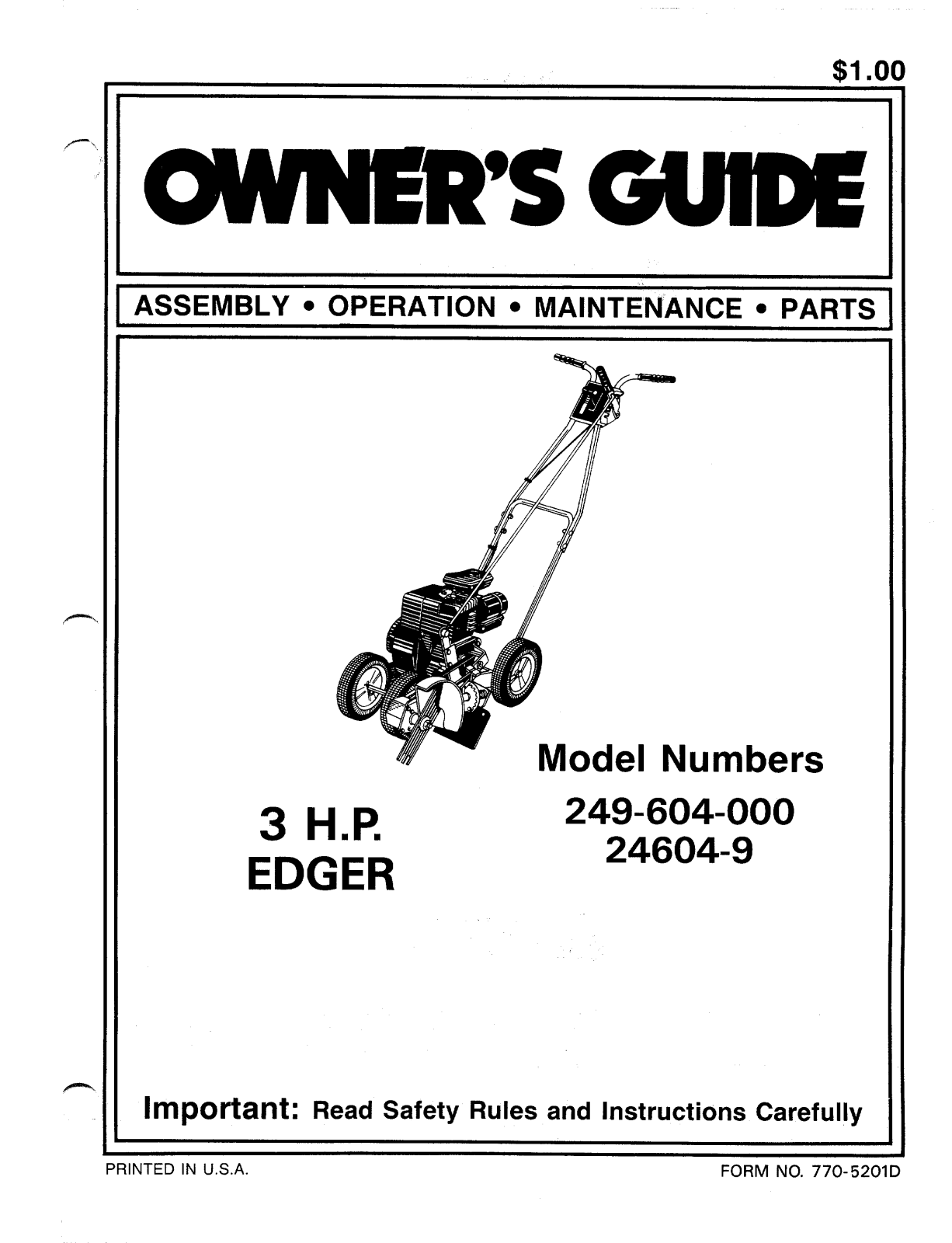 Bolens 249-604-000, 24604-9 User Manual