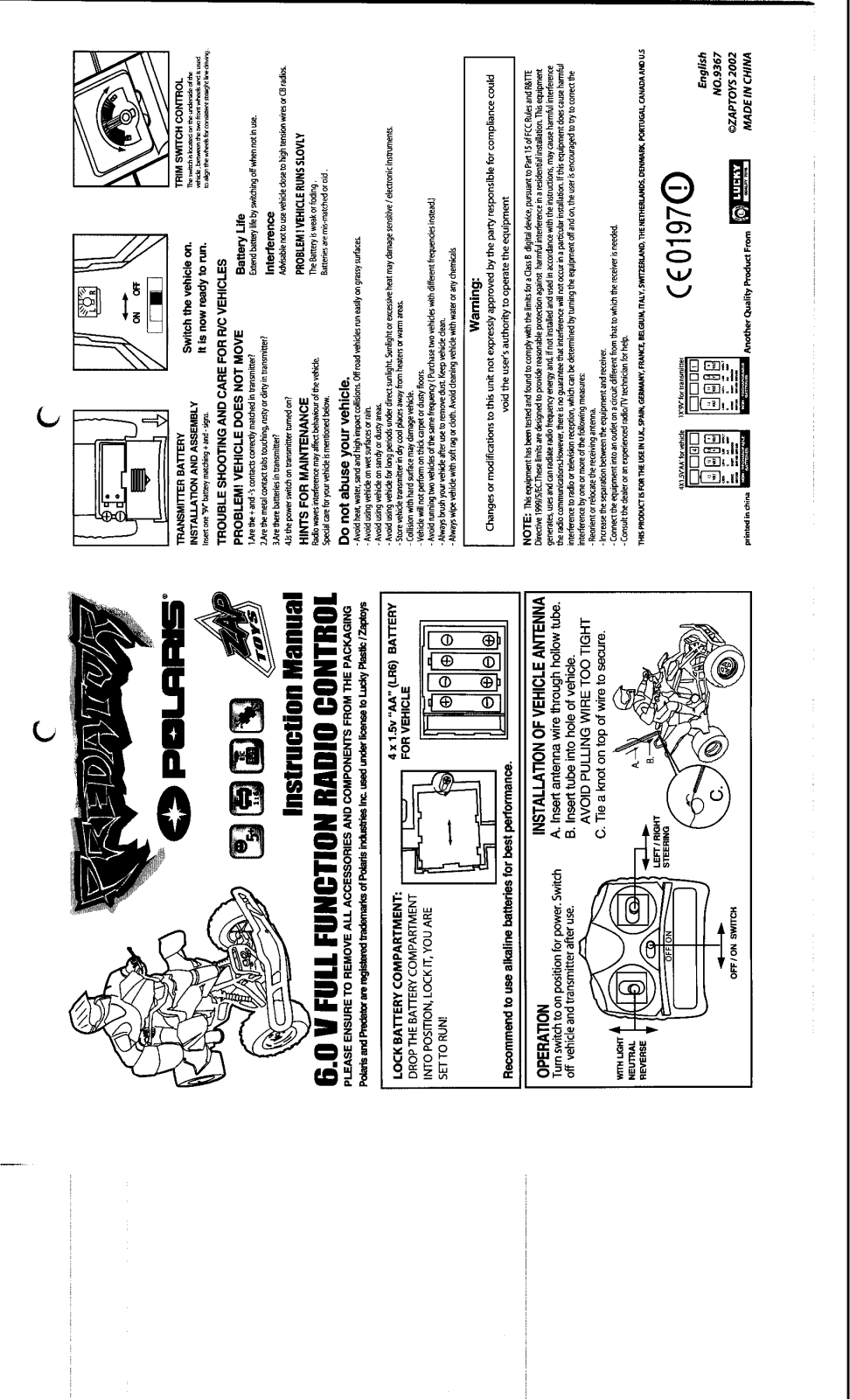 Zaptoys 9367 Users Manual