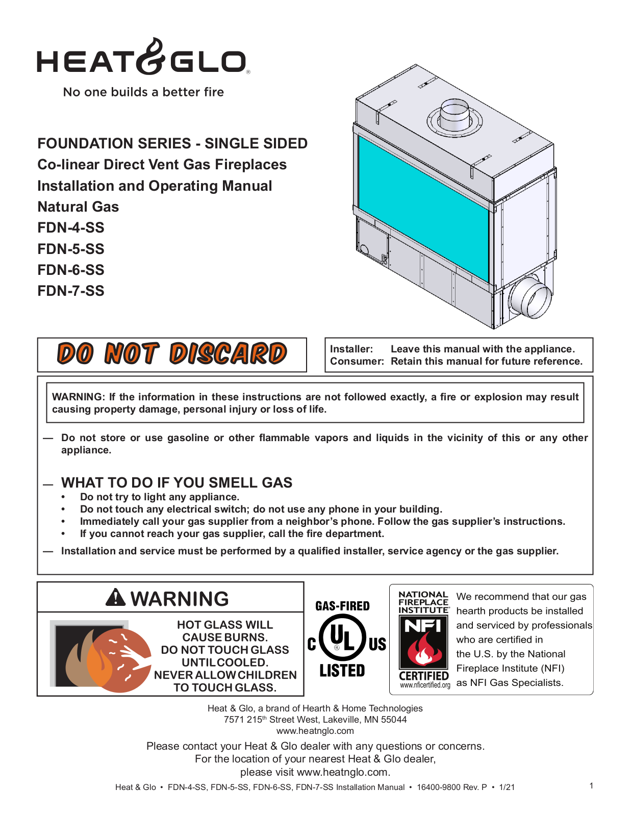 Heat Glo FDN-4-SS, FDN-5-SS, FDN-6-SS, FDN-7-SS Installation Manual