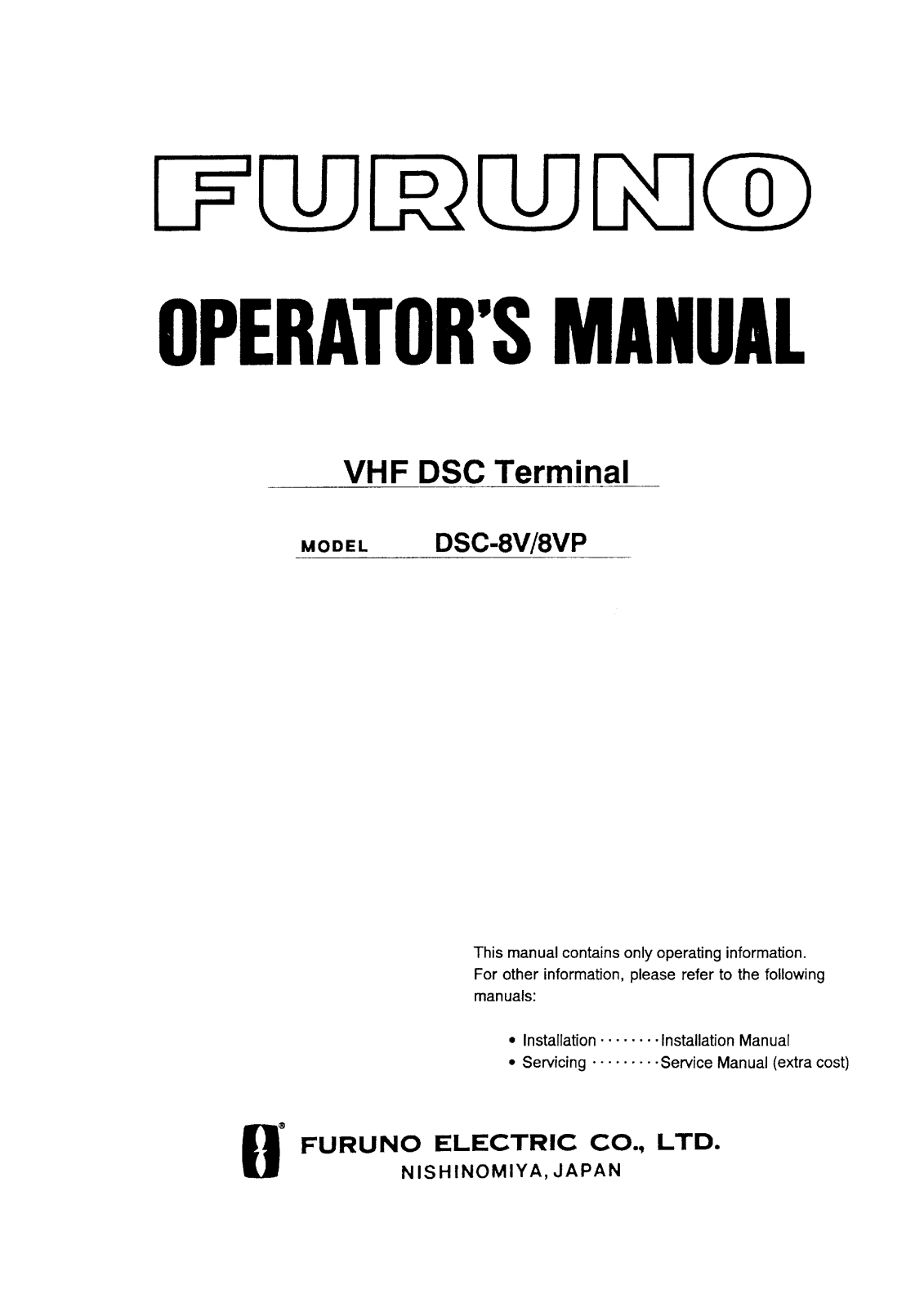 Furuno DSC-8V, DSC-8VP User Manual