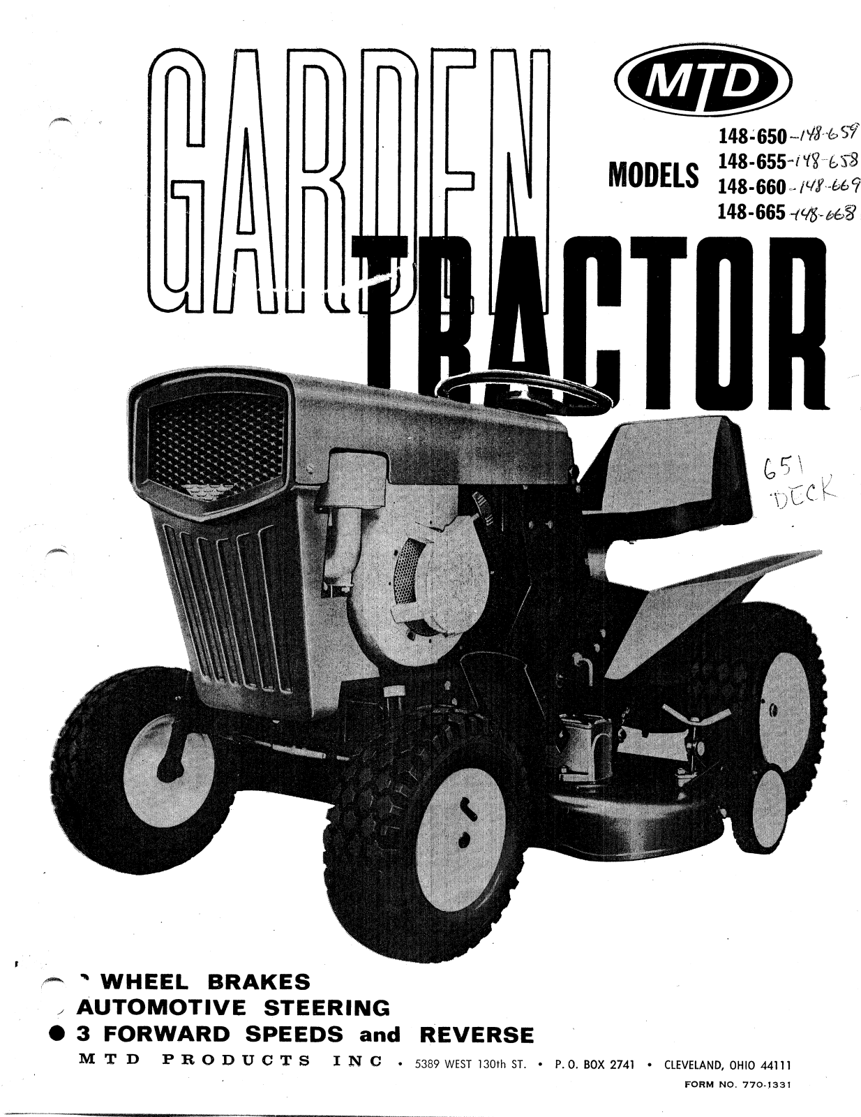 MTD 148-665, 148-660, 148-655, 148-650 User Manual