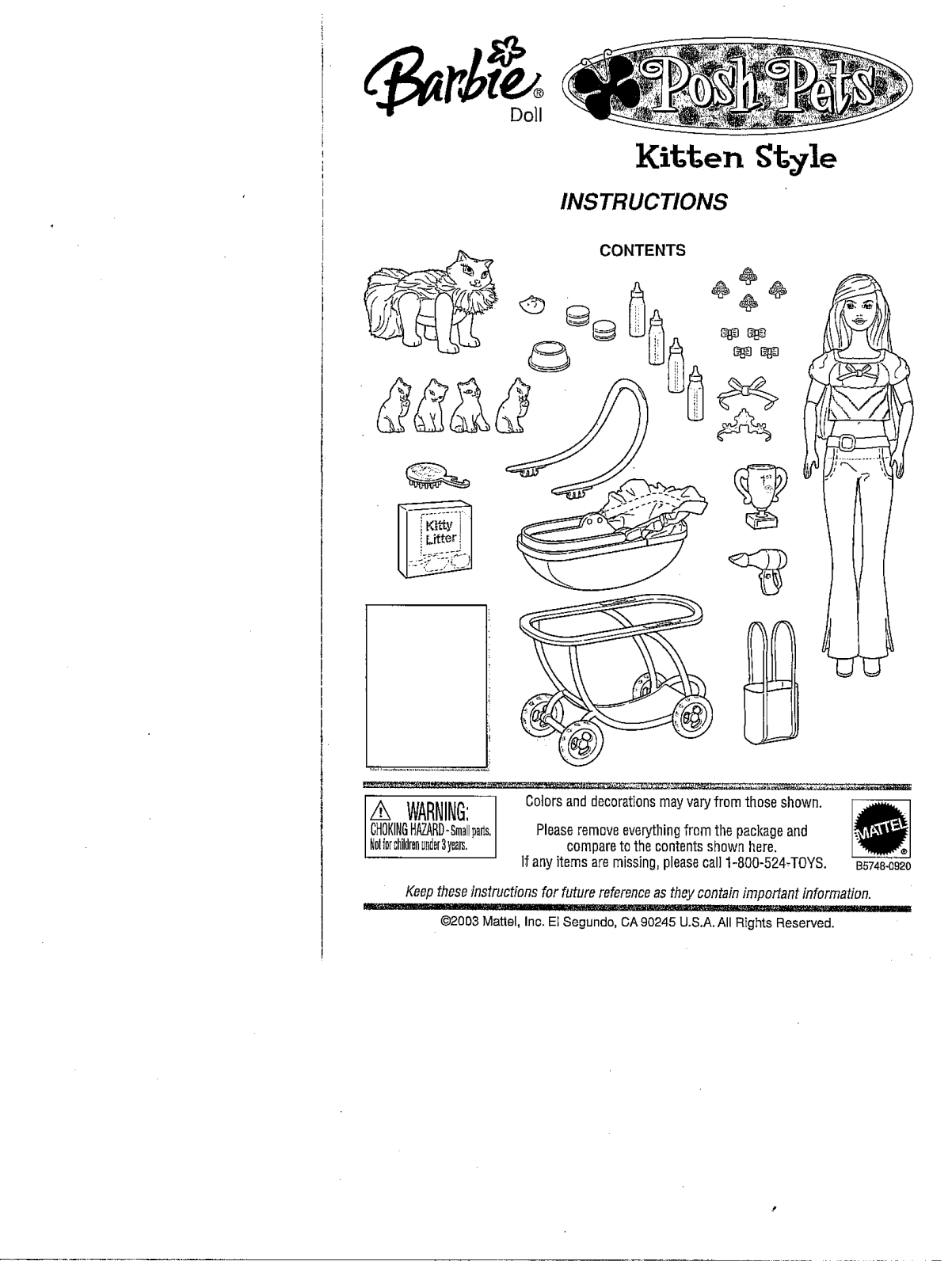 Fisher-Price B5748 Instruction Sheet