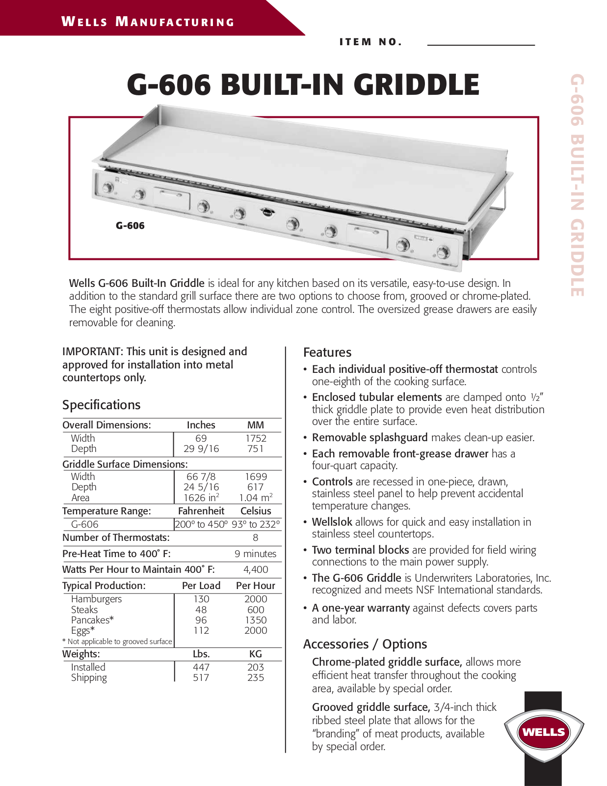 Wells G-606 User Manual