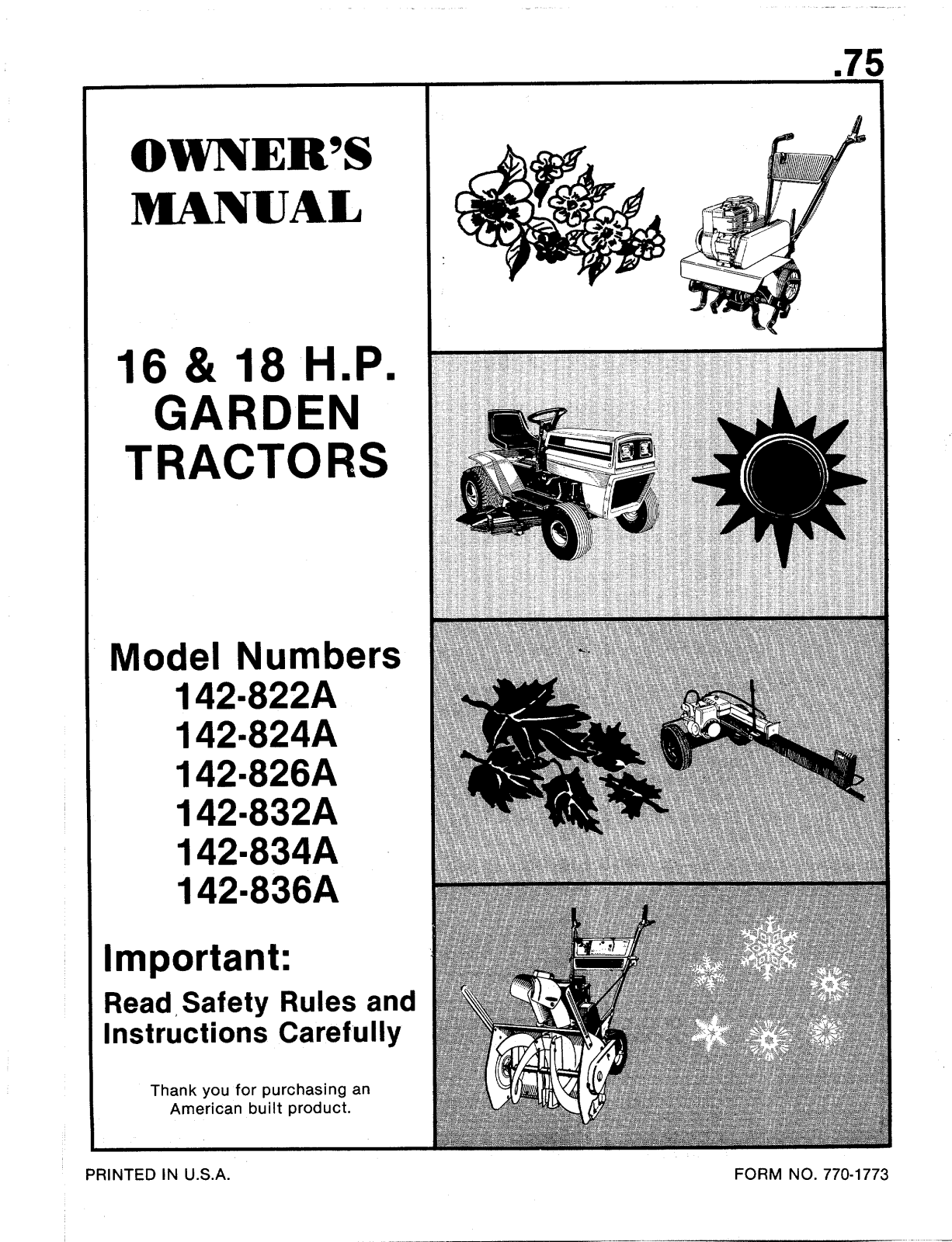 Bolens 147-803-000, 147-823-000, 142-822A, 147-827-000, 142-832A User Manual