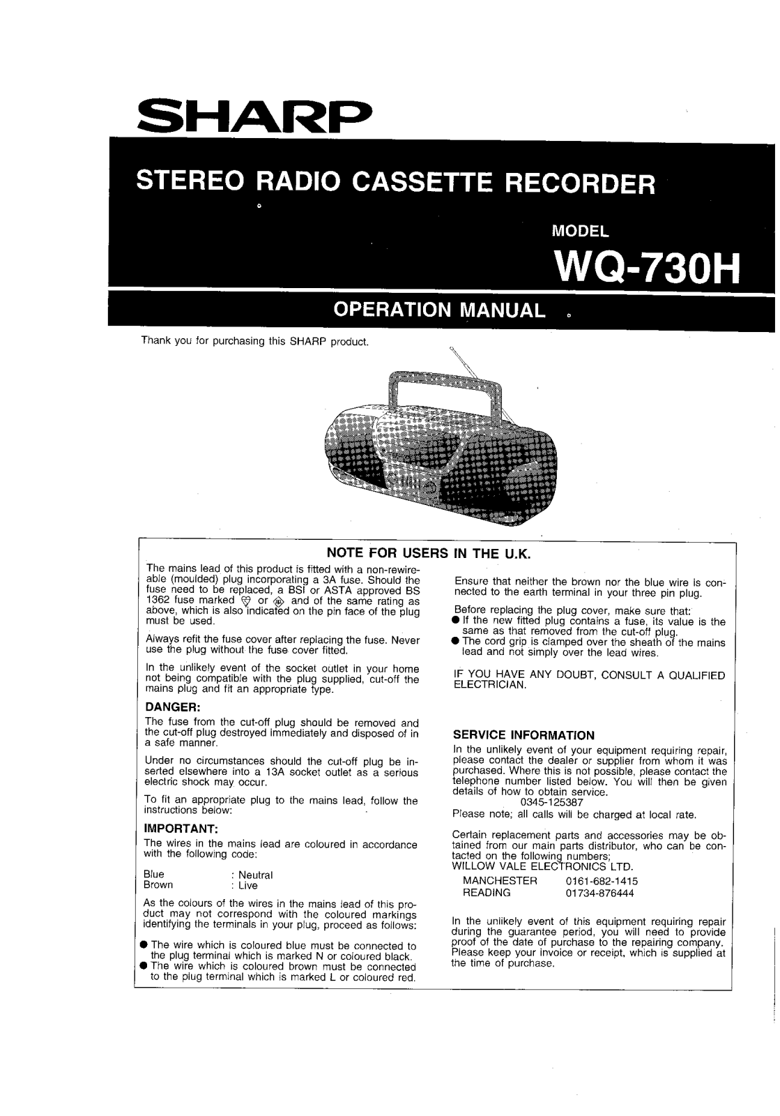 Sharp WQ730H User Manual