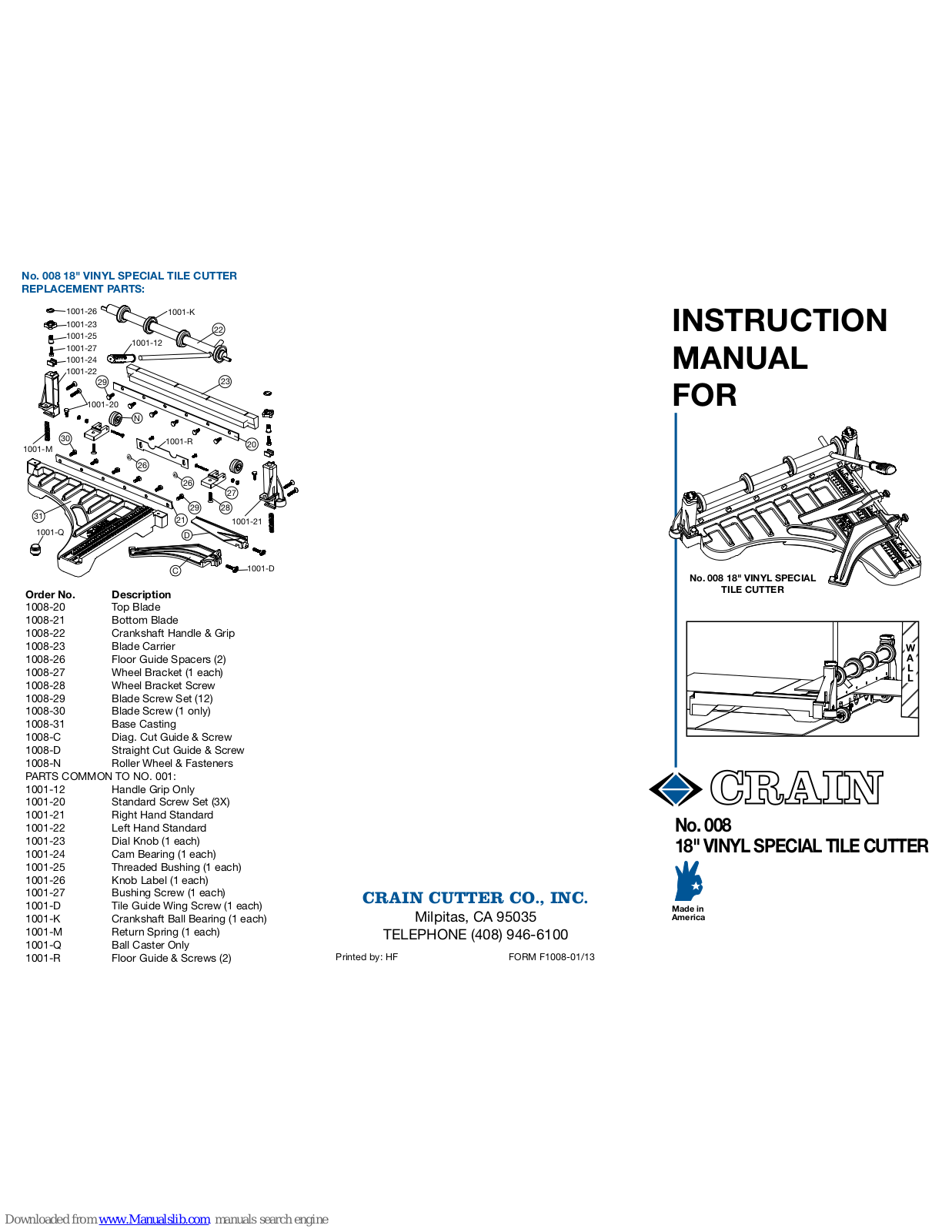 CRAIN 008 Instruction Manual