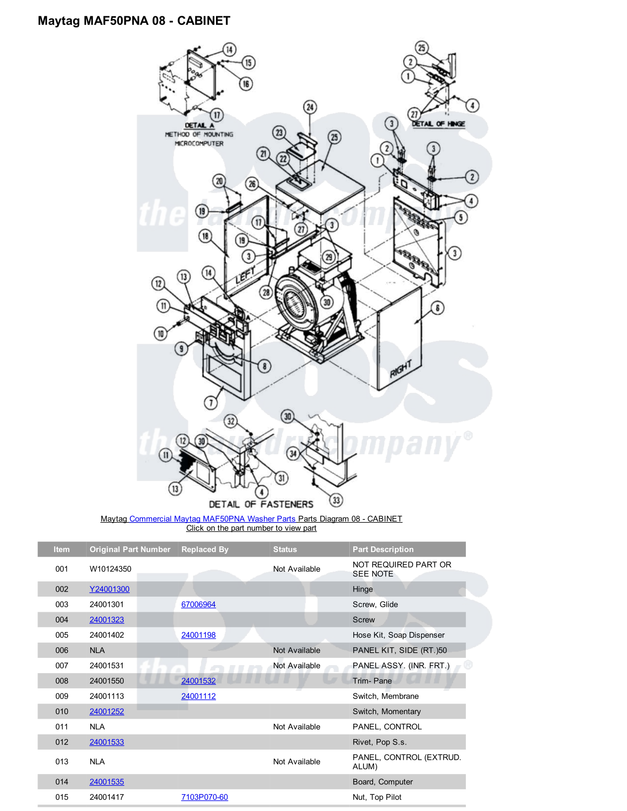 Maytag MAF50PNA Parts Diagram