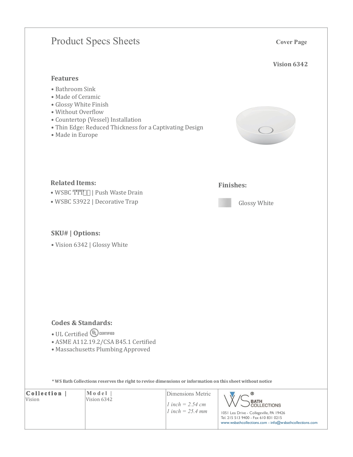 WS Bath Collections WSO3236 Specifications - ManualMachine.com
