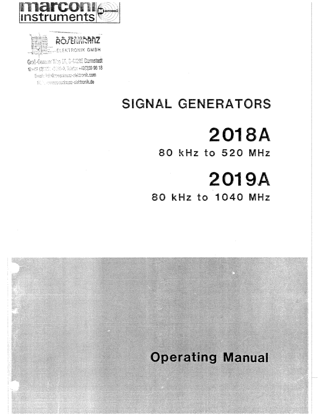 Marconi 2019A, 2018A User Manual