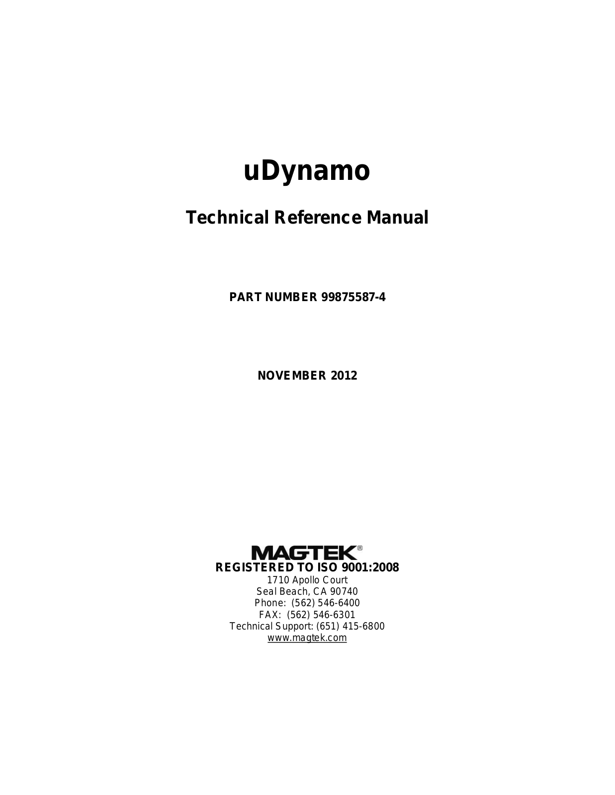 MagTek uDynamo User Manual