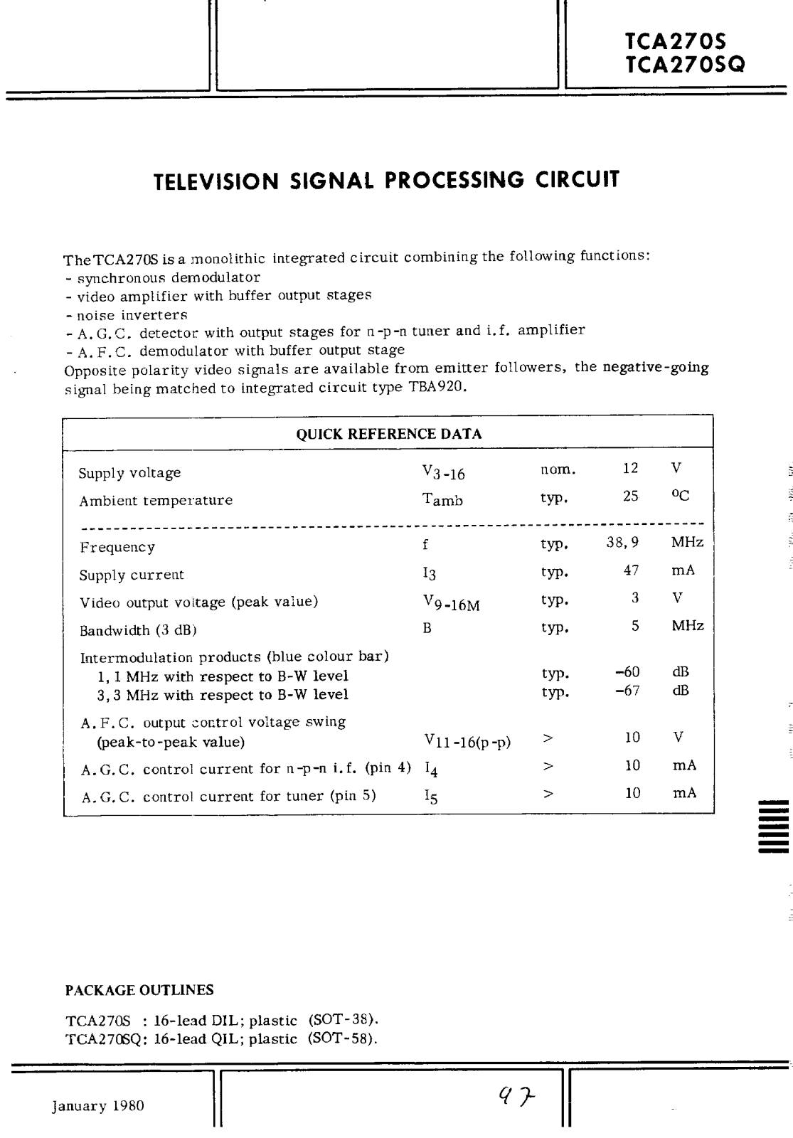 Datasheet TCA270 Specification - ManualMachine.com