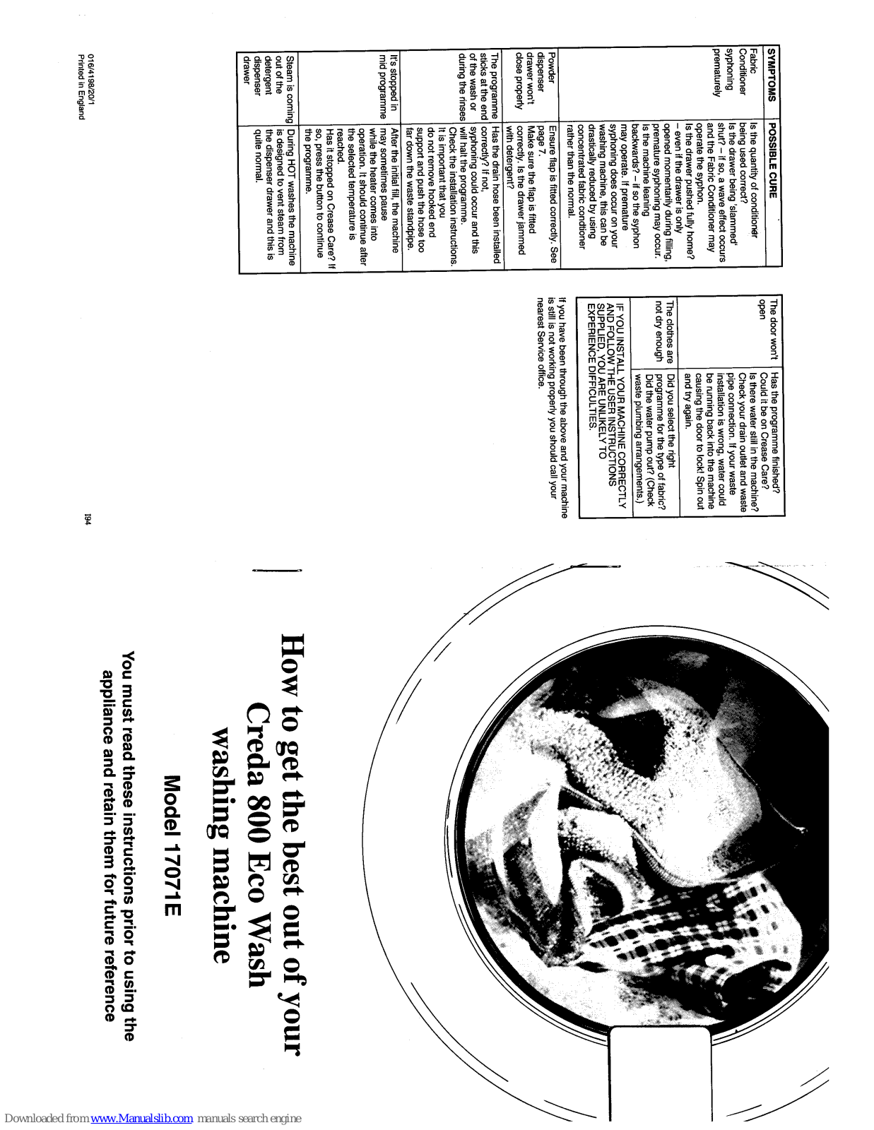 Creda HB17071E, 800 Eco Wash Instructions Manual - ManualMachine.com