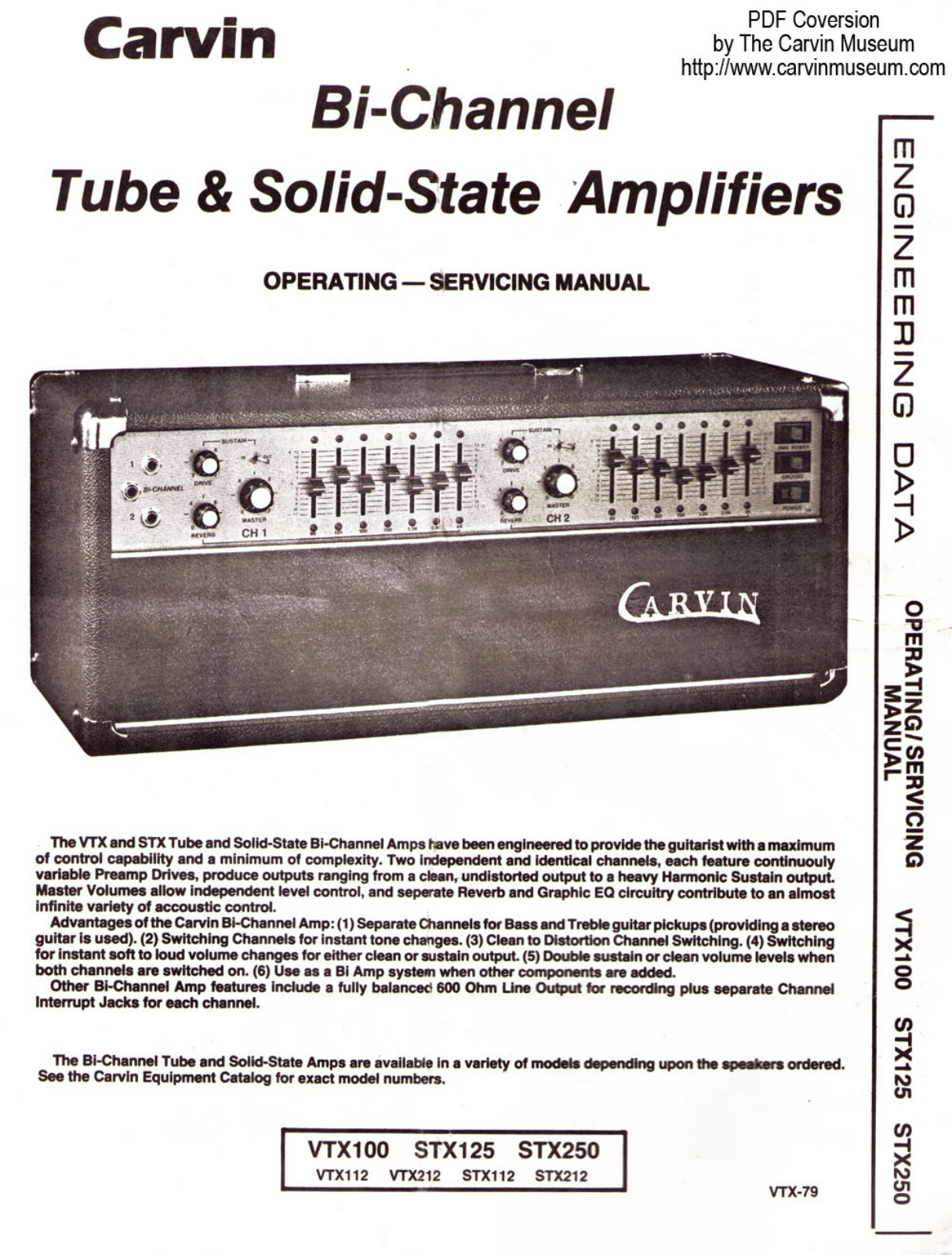 Carvin VTX-100, VTX-112, VTX-212, Bi Channel Owners manual