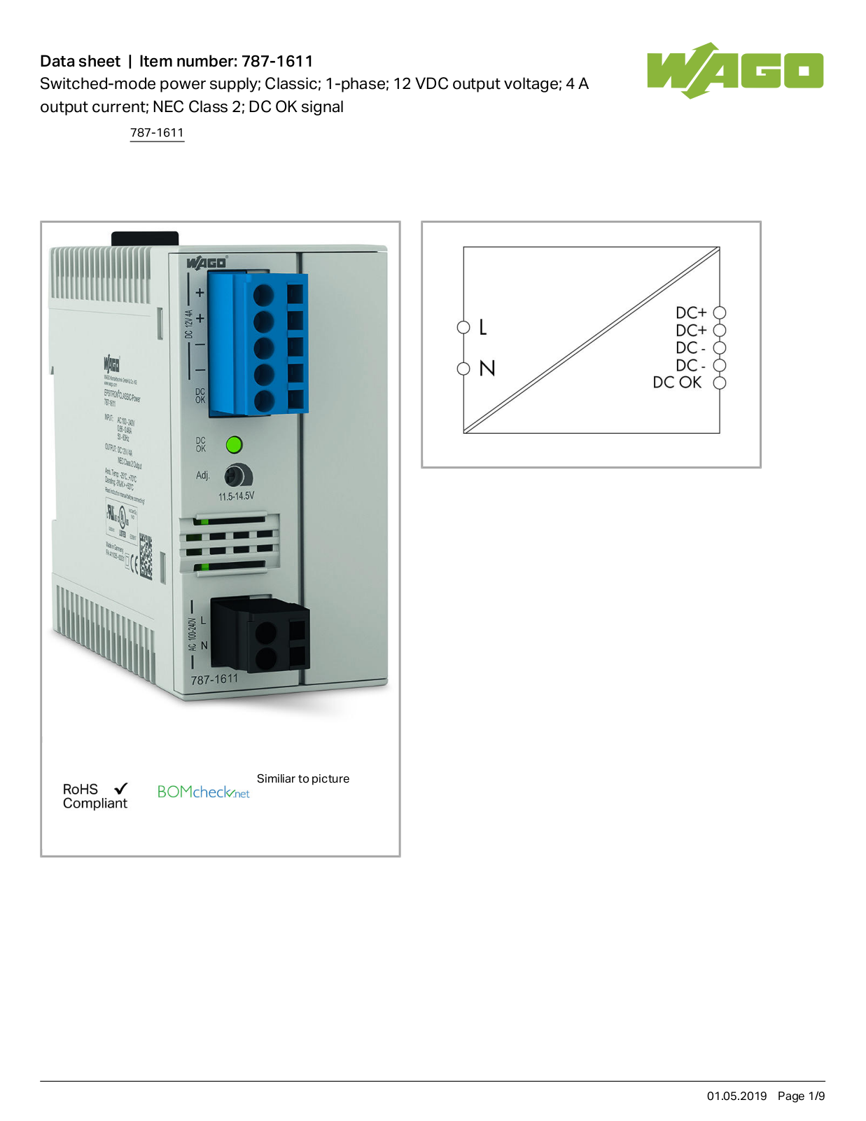 Wago 787-1611 Data Sheet