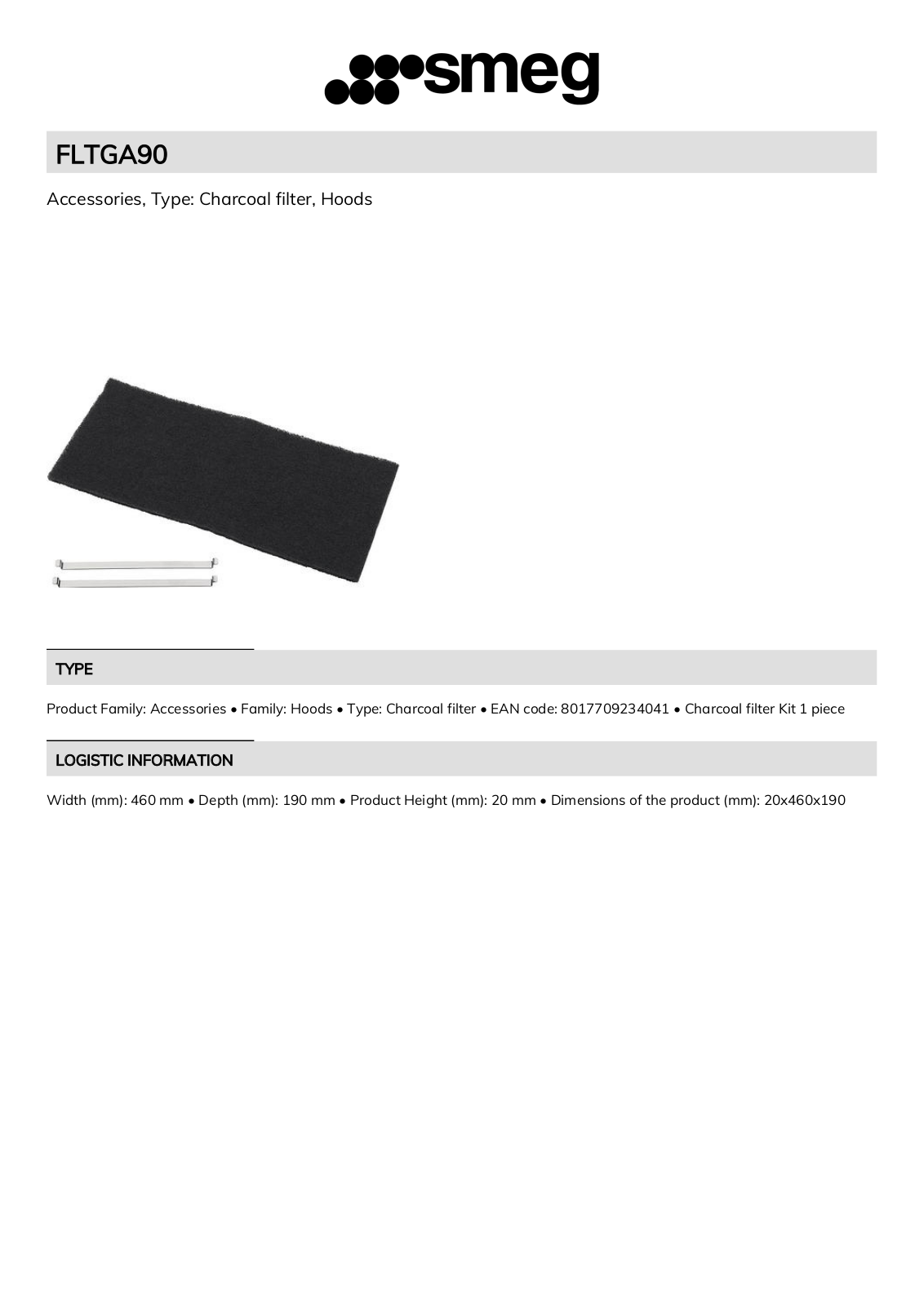 Smeg FLTGA90 Technical sheet