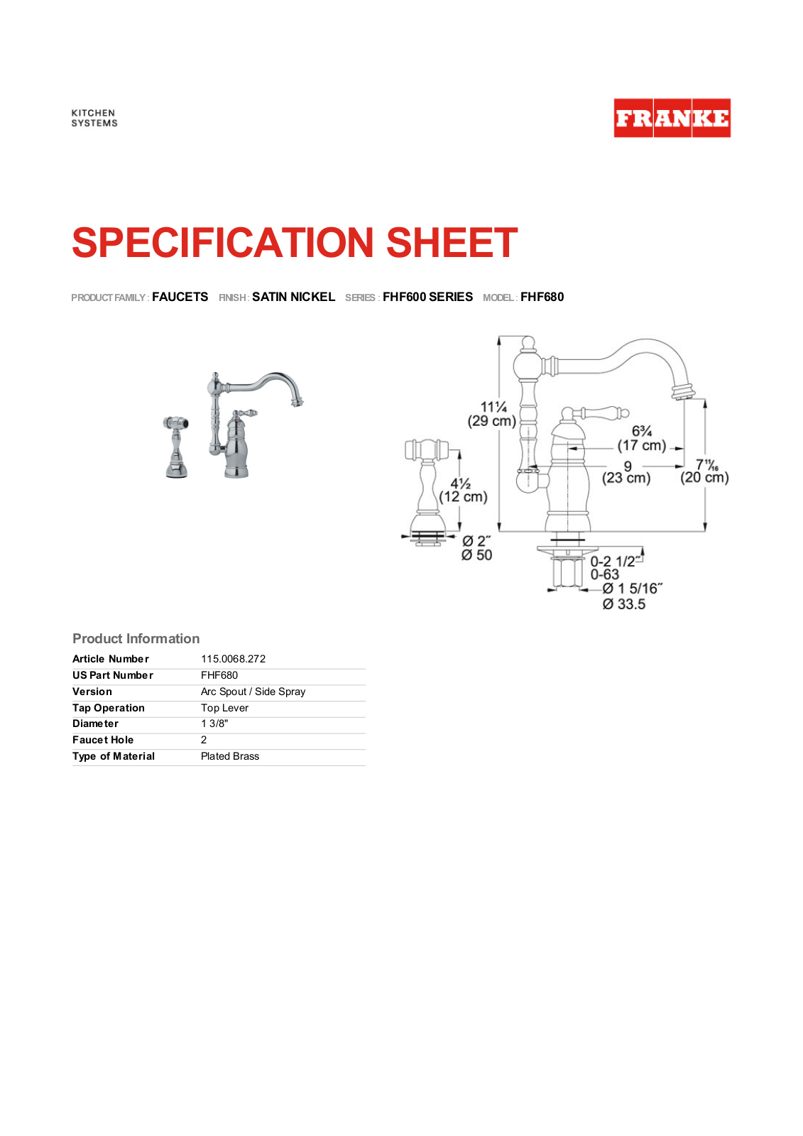 Franke Foodservice FHF680 User Manual