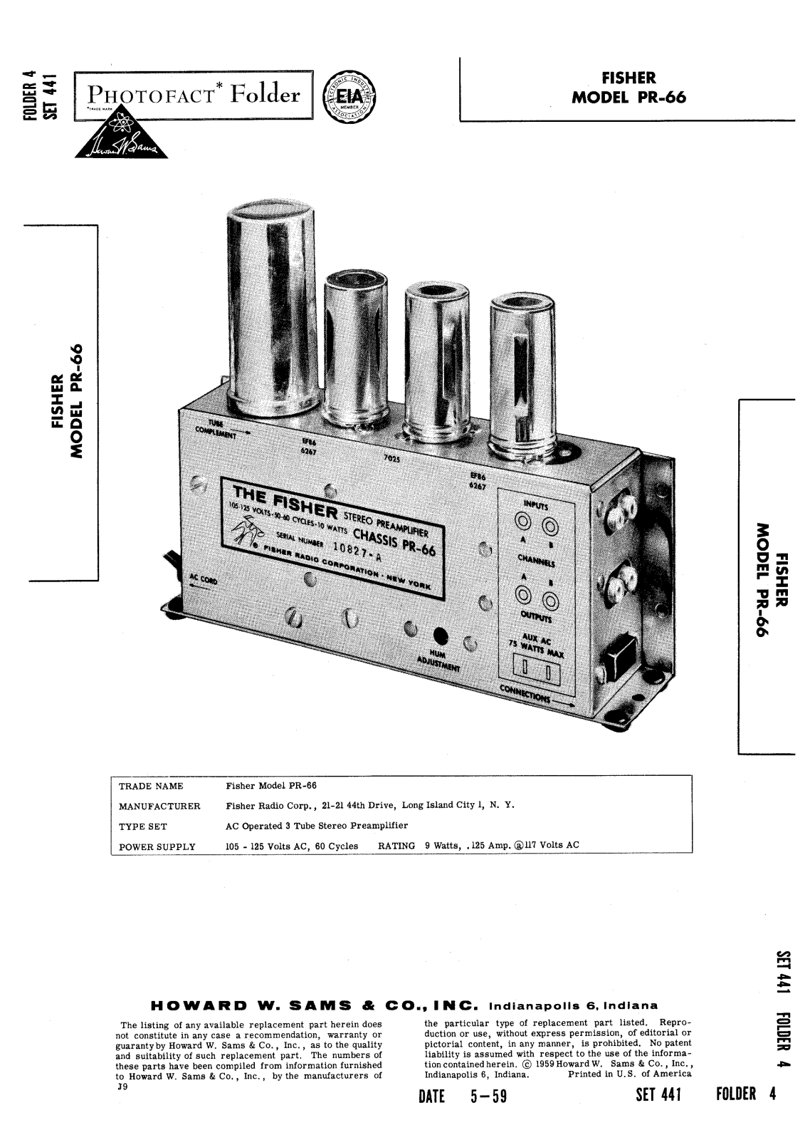 Fisher PR-66 Service Manual