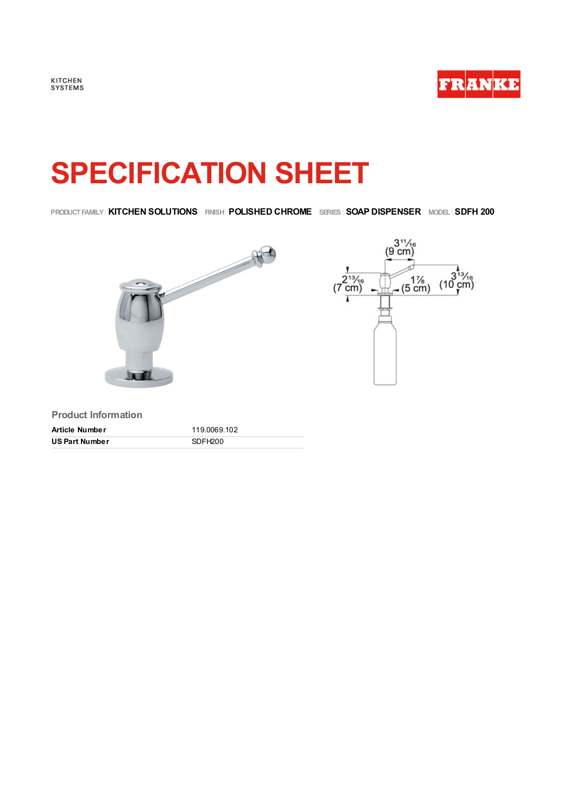 Franke Foodservice SDFH 200 User Manual