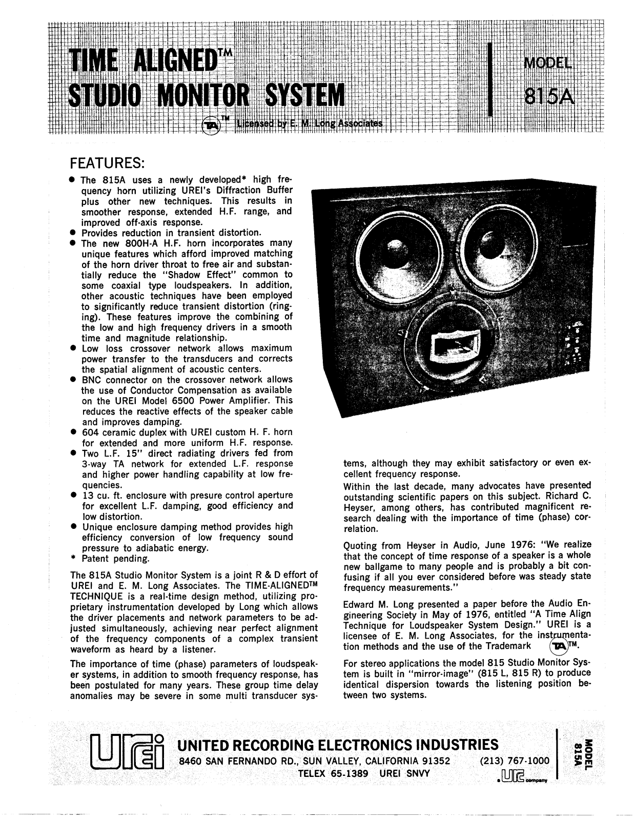 JBL UREI 815A User Manual