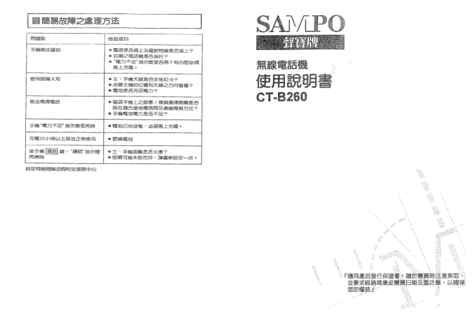 SAMPO CT-B260 User Manual