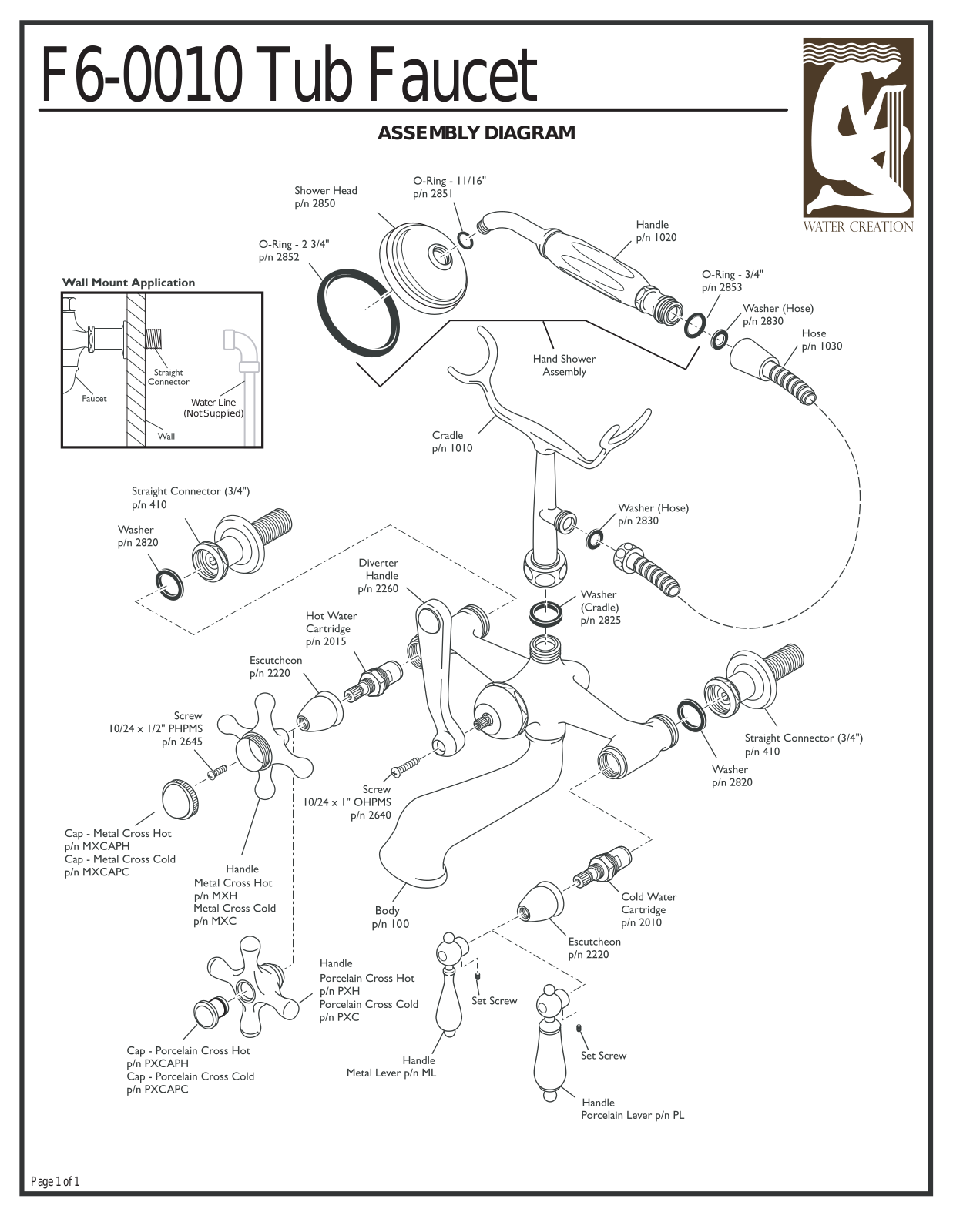 Water Creation F6001003CL, F6001003PL, F6001003AL, F6001002PX, F6001003AX User Manual