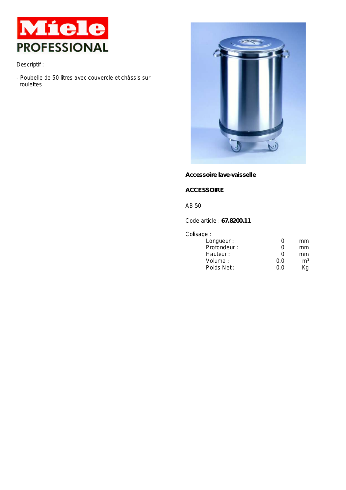 MIELE AB 50 DESCRIPTIF User Manual